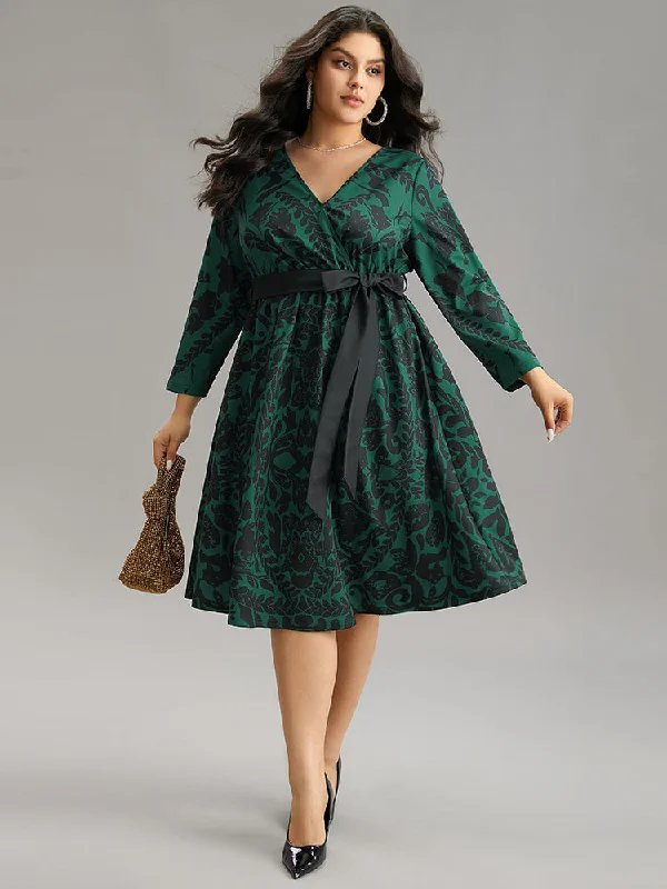 Silhouette Floral Print Belted Wrap Dress