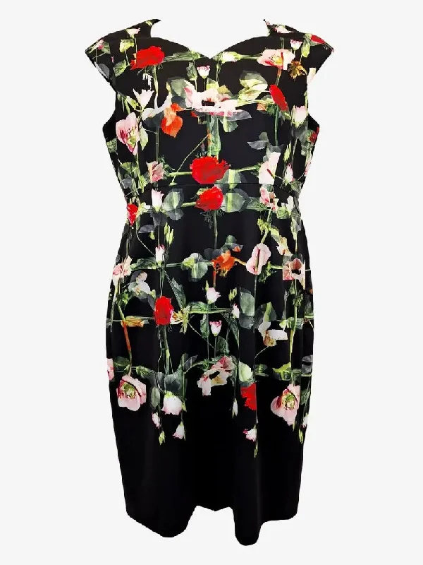 Anthea Crawford Graceful Botanical Pencil Midi Dress Size 16