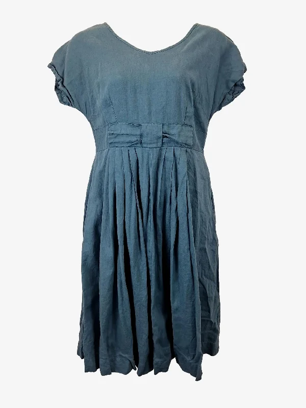 Lazybones Dainty Pleated Cotton Midi Dress Size L