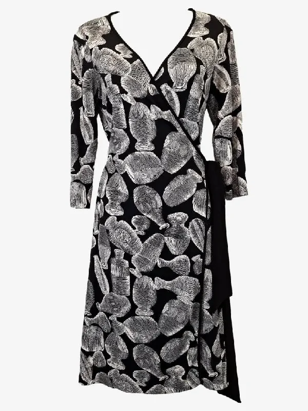 Leona Edmiston Pottery Print Wrap Midi Dress Size XS