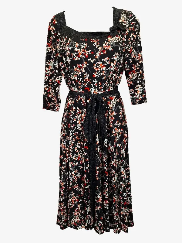 Maiocchi Blossom Black Tie Midi Dress Size 10