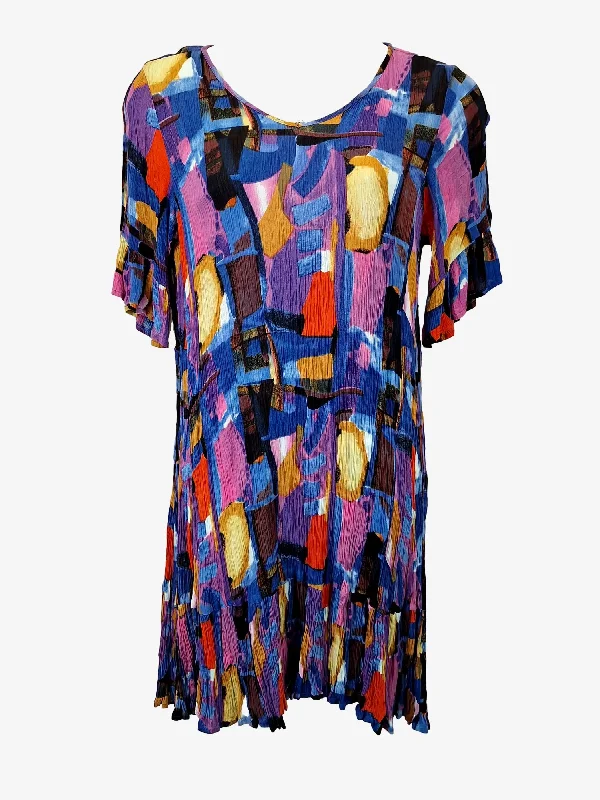 One Summer Abstract Crinkle Midi Dress Size 14