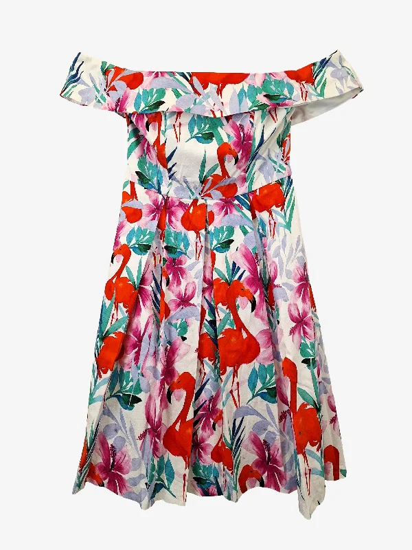 Review Graceful Box Pleat Flamingo Midi Dress Size 10