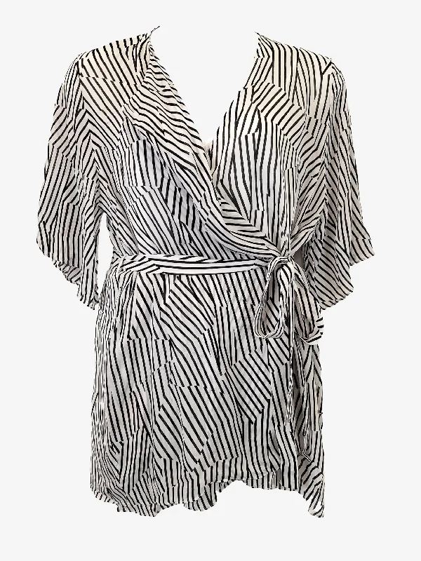 Life With Bird Stylish Striped Wrap Mini Dress Size 14