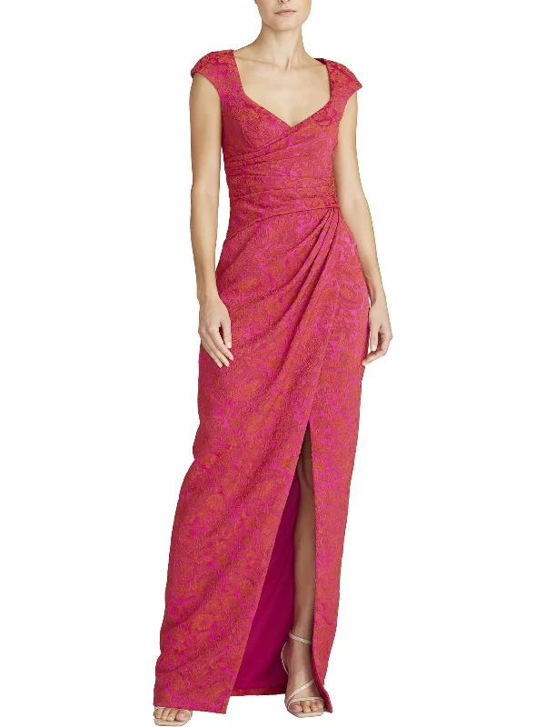 Womens Cap Sleeve Maxi Evening Dress