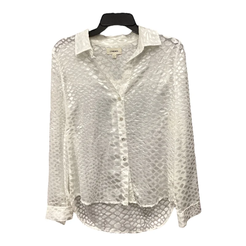 Blouse Long Sleeve By L Agence In White, Size: Xxs