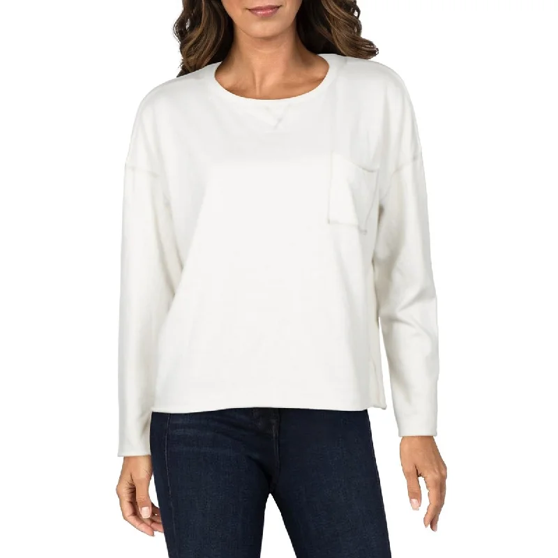 Costa Mesa Womens Frayed Front Pocket Sweatshirt