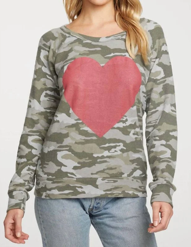 Rpet Long Sleeve Raglan Pullover In Camo Red Heart