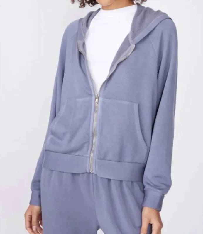 Softest Fleece Cropped Zip-Up Hoodie In Slate