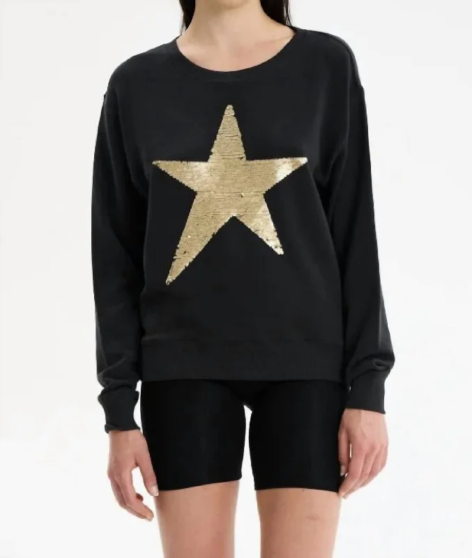 Star Sequin Drip Sweatshirt In Black