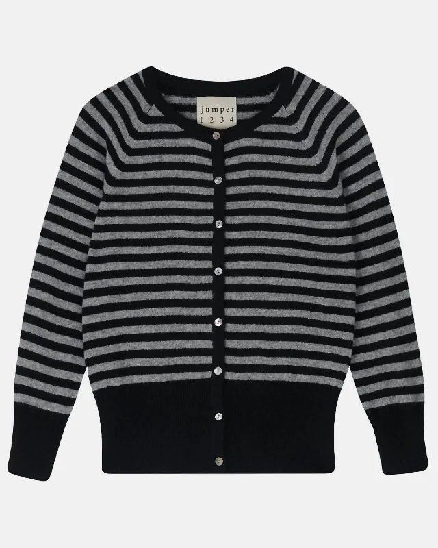 Women's Stripe Shrunken Cardigan In Black